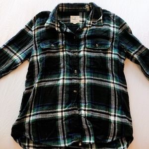 American Eagle Green/Blue Oversized Flannel
